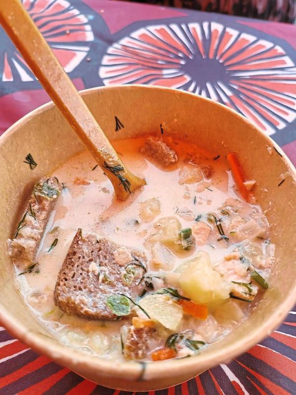 The 'famous' salmon soup at the Finland Flea Market.