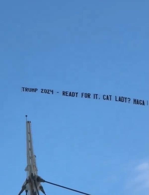 A Pro-Trump plane was spotted above Taylor Swift's co<em></em>ncert at Hard Rock Stadium in Miami Gardens, Florida.