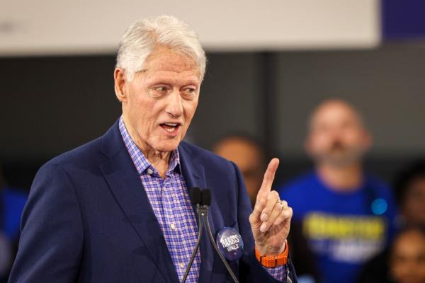 Former President Bill Clinton speaks during a Get-Out-The-Vote rally for Vice President and Democratic Presidential nominee Kamala Harris on the first day of North Carolina early voting in Durham, North Carolina, October 17, 2024.